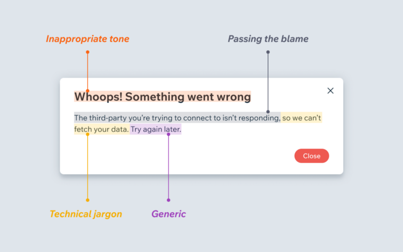 error message bad